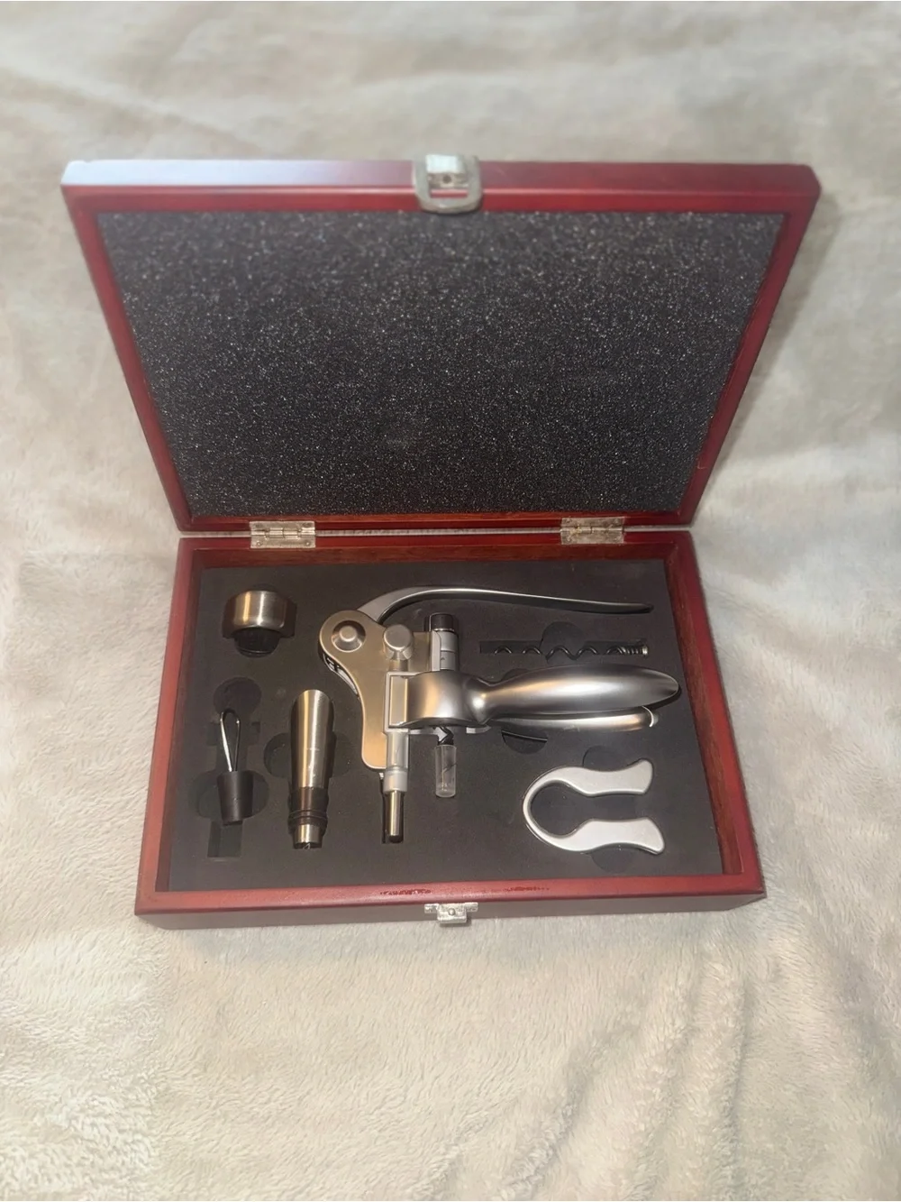 Rabbit Style Lever Corkscrew Wine Opener Gift Set Wood Presentation Box